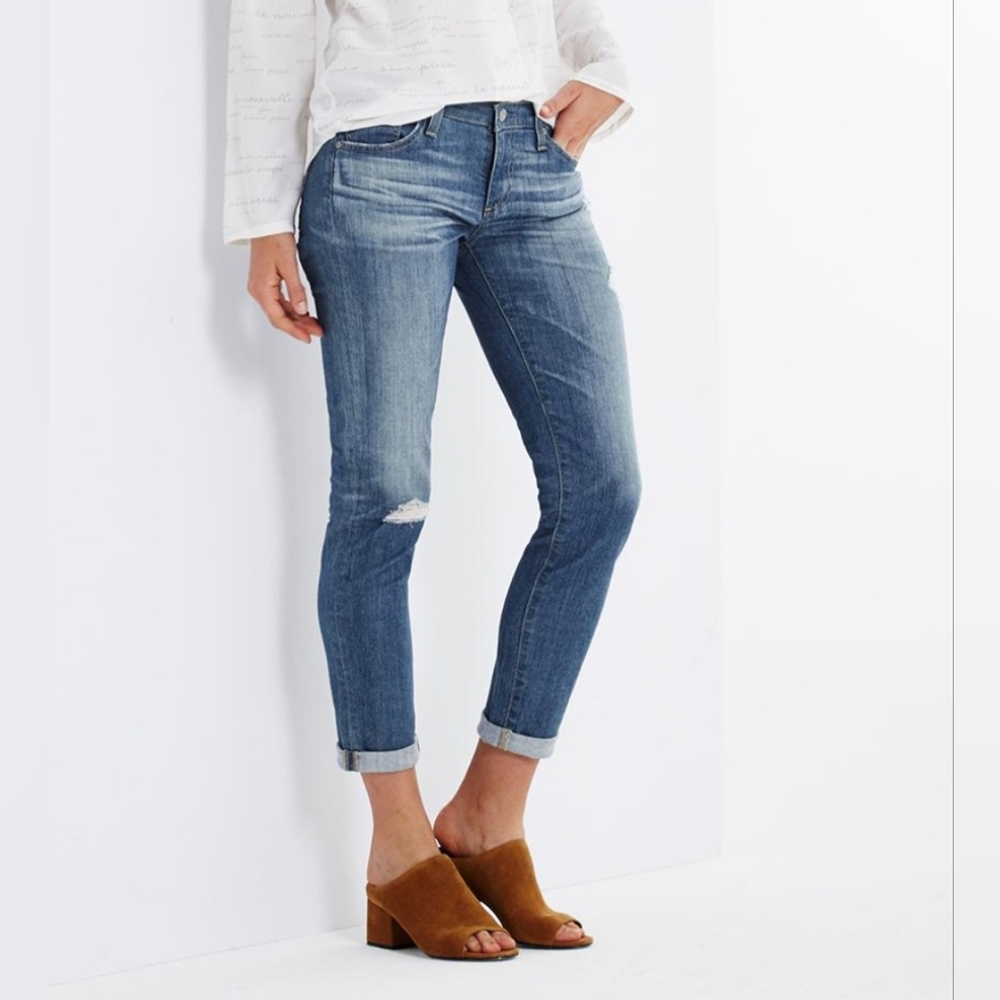 AG Adriano Goldschmied Jeans The Stilt Cigarette Roll-Up Distressed Jean